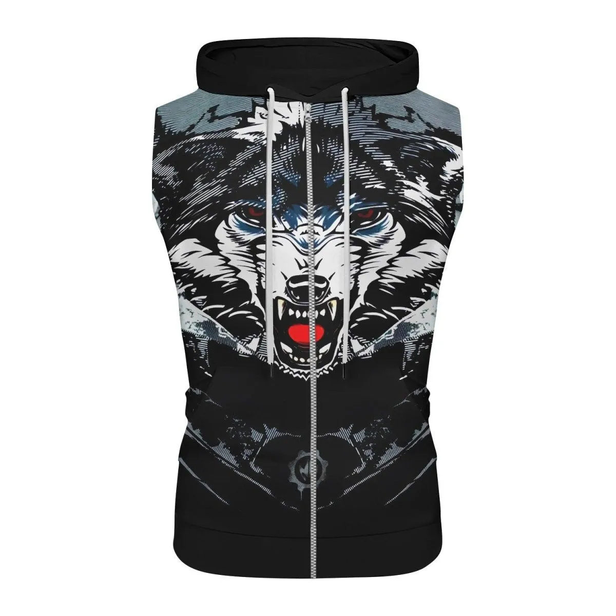 Angry Wolf Sleeveless Pullover & Zip Hoodie