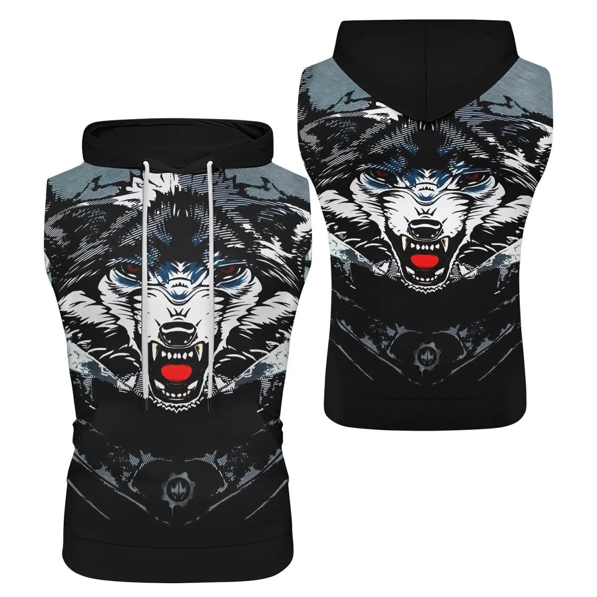 Angry Wolf Sleeveless Pullover & Zip Hoodie