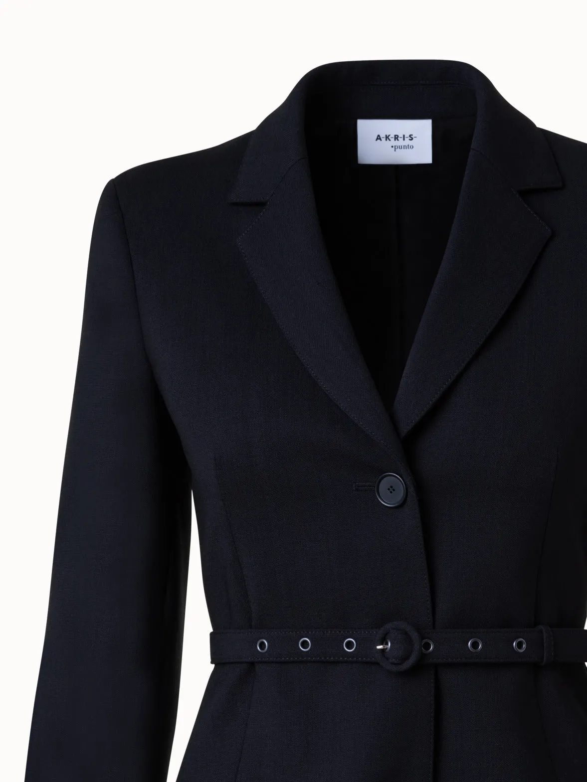 Belted Jacket in Stretch Wool Crpe