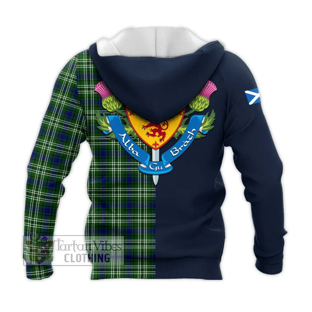 Blackadder Tartan Knitted Hoodie Alba with Scottish Lion Royal Arm Half Style