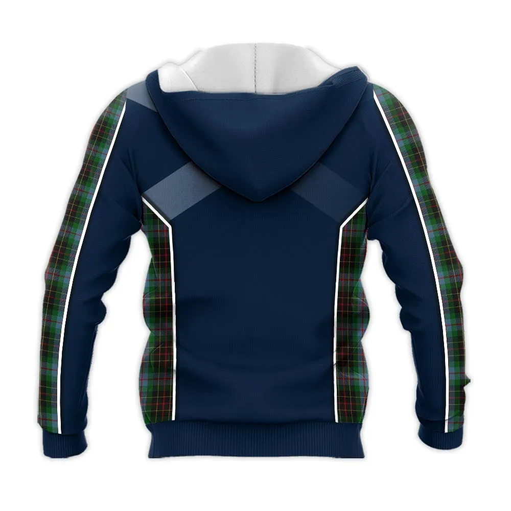 Brodie Hunting Tartan Knitted Hoodie with Family Crest and Scottish Thistle Vibes Sport Style