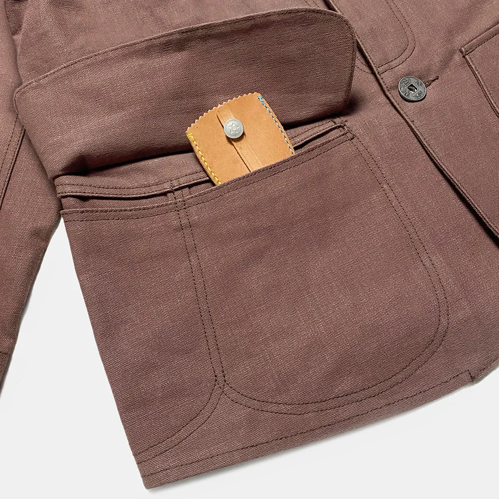 BZEN M.3090 LEE REGULAR FIT LIMITED EDITION SELVEDGE CANVAS HUNTER JACKET WITH MULTI POCKET-15.5OZ-RAW BRICK