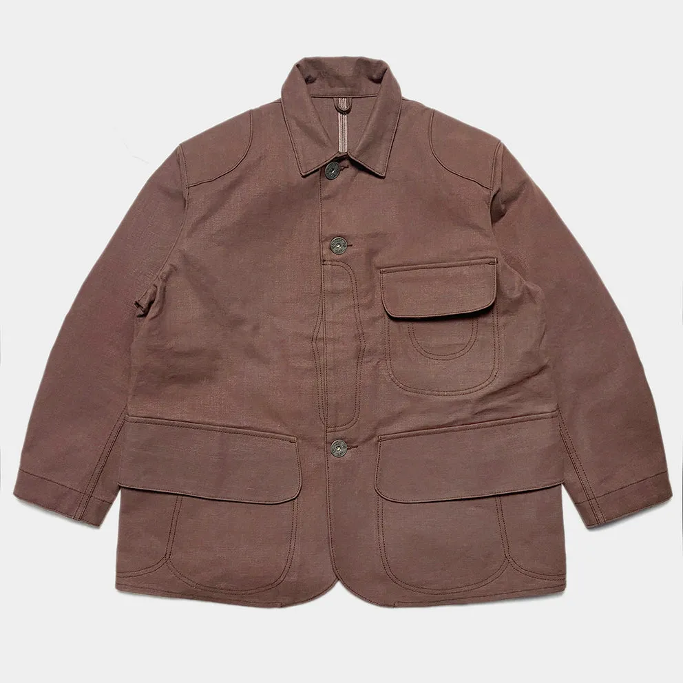 BZEN M.3090 LEE REGULAR FIT LIMITED EDITION SELVEDGE CANVAS HUNTER JACKET WITH MULTI POCKET-15.5OZ-RAW BRICK