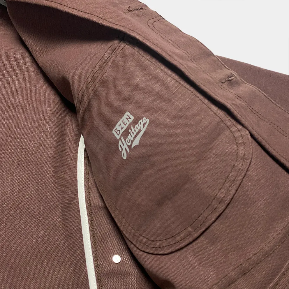 BZEN M.3090 LEE REGULAR FIT LIMITED EDITION SELVEDGE CANVAS HUNTER JACKET WITH MULTI POCKET-15.5OZ-RAW BRICK