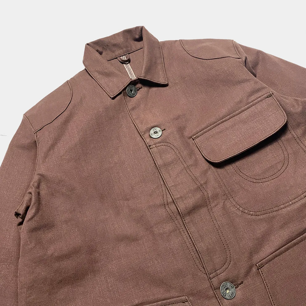 BZEN M.3090 LEE REGULAR FIT LIMITED EDITION SELVEDGE CANVAS HUNTER JACKET WITH MULTI POCKET-15.5OZ-RAW BRICK