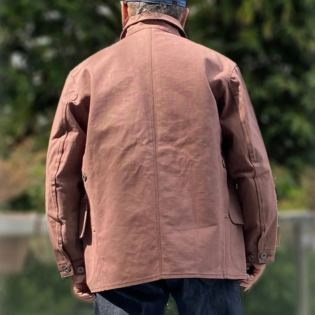 BZEN M.3090 LEE REGULAR FIT LIMITED EDITION SELVEDGE CANVAS HUNTER JACKET WITH MULTI POCKET-15.5OZ-RAW BRICK