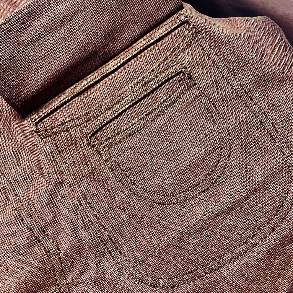 BZEN M.3090 LEE REGULAR FIT LIMITED EDITION SELVEDGE CANVAS HUNTER JACKET WITH MULTI POCKET-15.5OZ-RAW BRICK