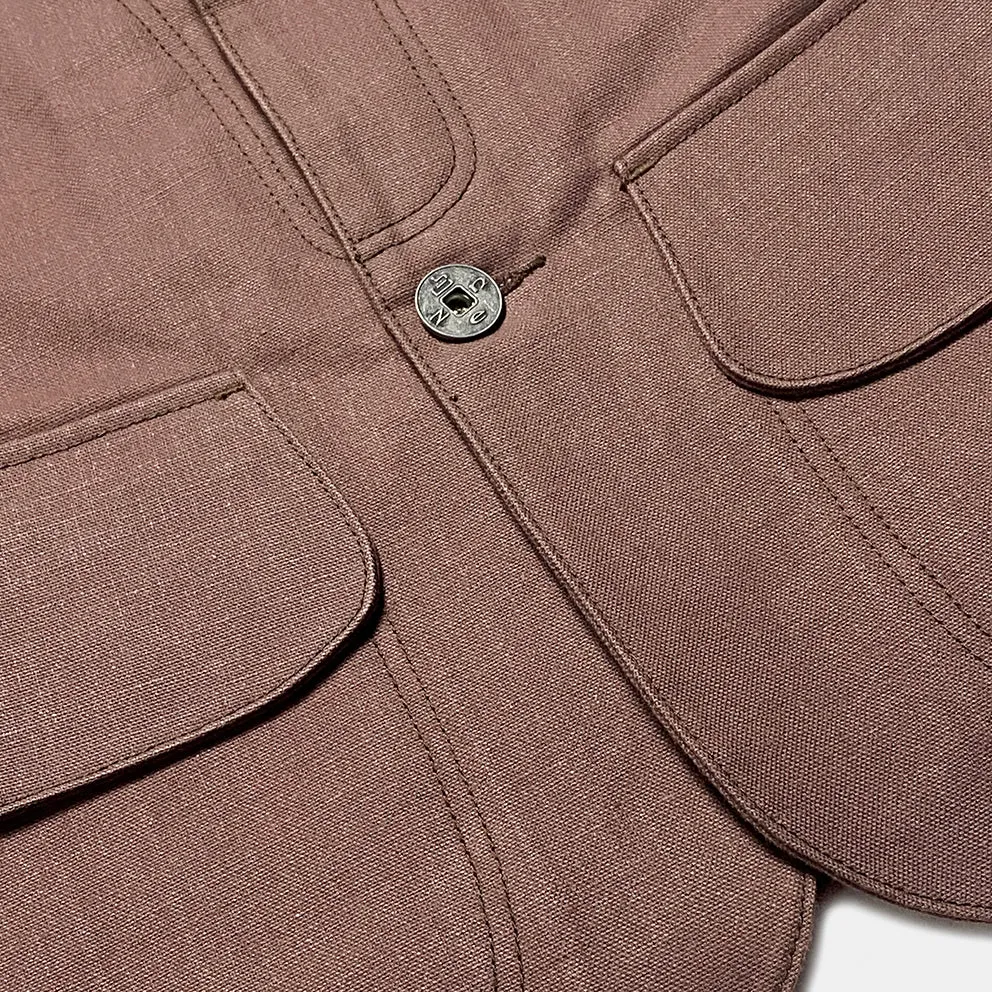 BZEN M.3090 LEE REGULAR FIT LIMITED EDITION SELVEDGE CANVAS HUNTER JACKET WITH MULTI POCKET-15.5OZ-RAW BRICK