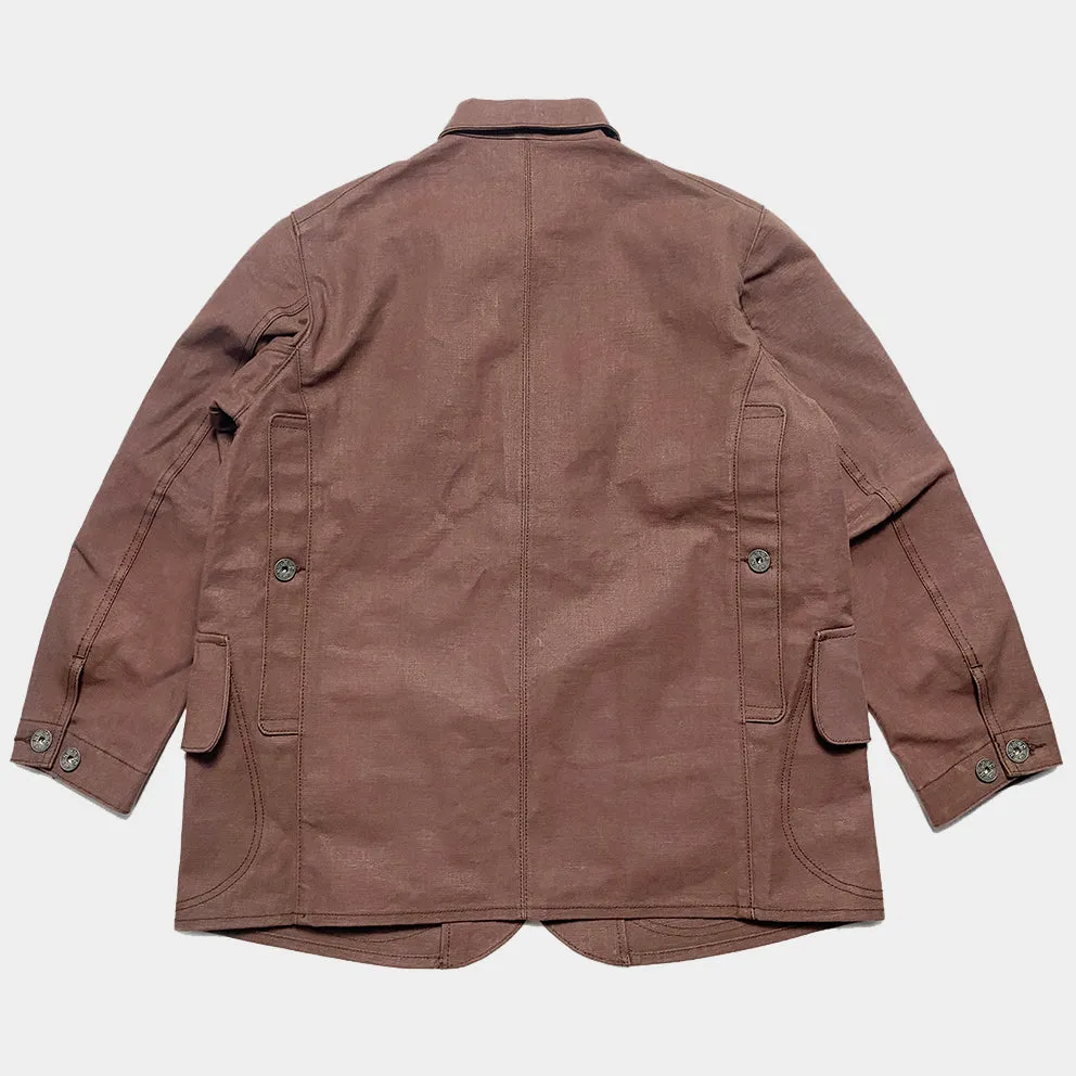 BZEN M.3090 LEE REGULAR FIT LIMITED EDITION SELVEDGE CANVAS HUNTER JACKET WITH MULTI POCKET-15.5OZ-RAW BRICK