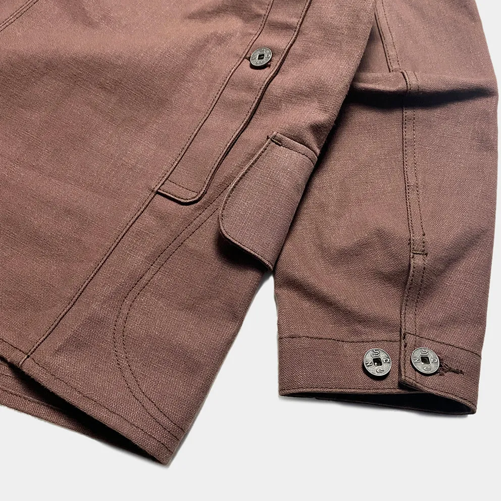 BZEN M.3090 LEE REGULAR FIT LIMITED EDITION SELVEDGE CANVAS HUNTER JACKET WITH MULTI POCKET-15.5OZ-RAW BRICK