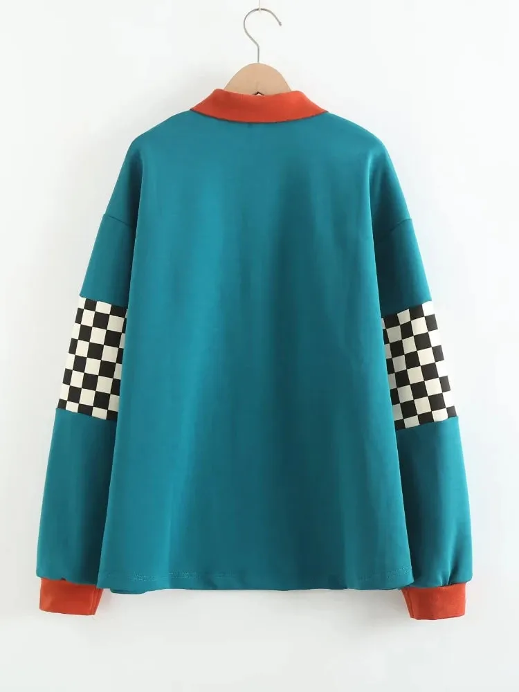 Chic Y2K Cartoon Embroidered Graphic Pullover