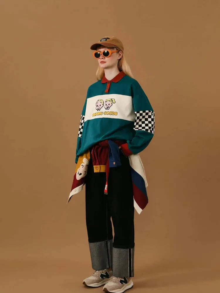 Chic Y2K Cartoon Embroidered Graphic Pullover