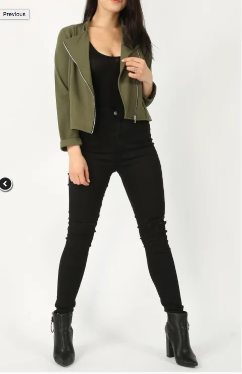 Crepe Biker Jacket • Khaki