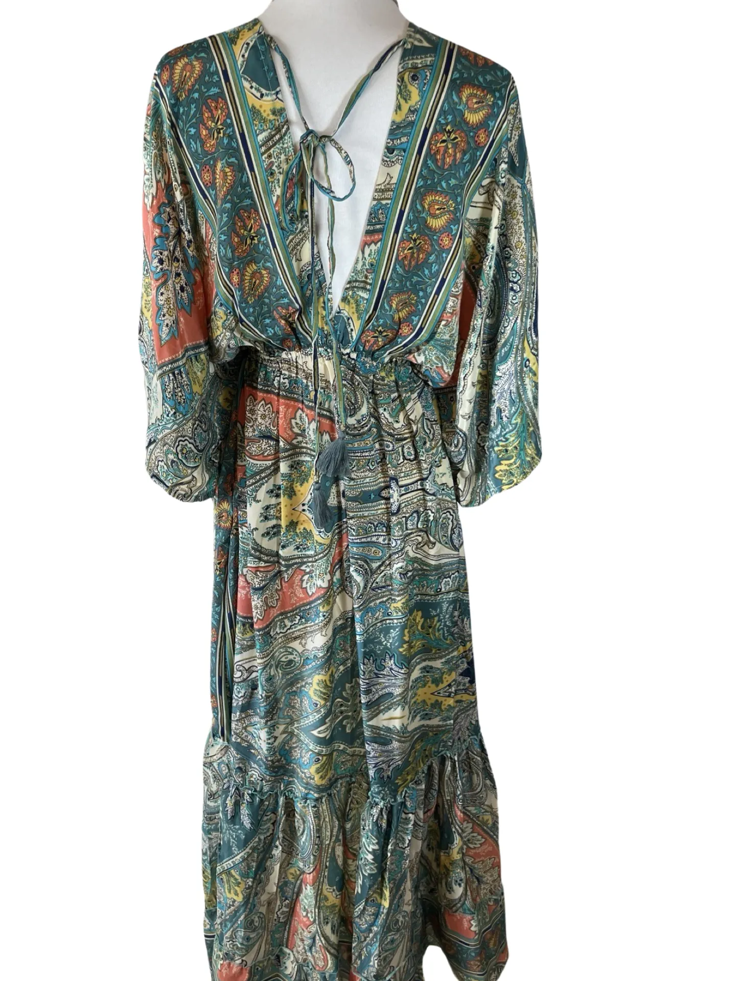 Double V-Neck Boho Maxi dress (multi color)