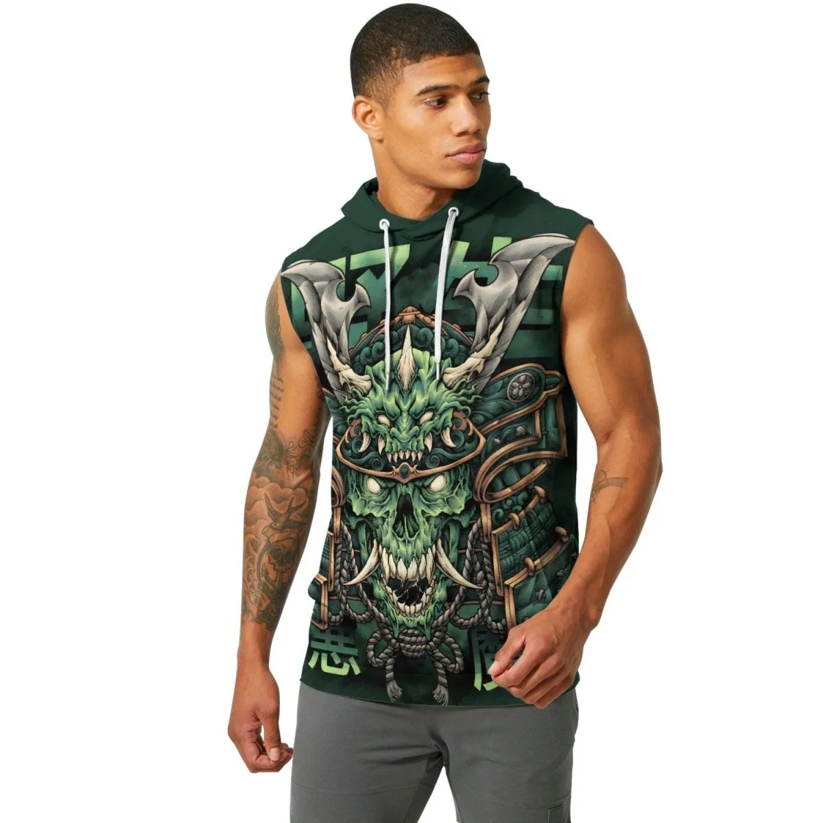 Evil Japanese Samurai Sleeveless Pullover & Zip Hoodie