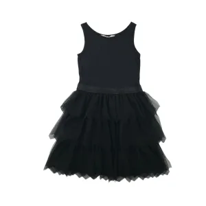 H&M dress 9-10 years black layered mesh skirt