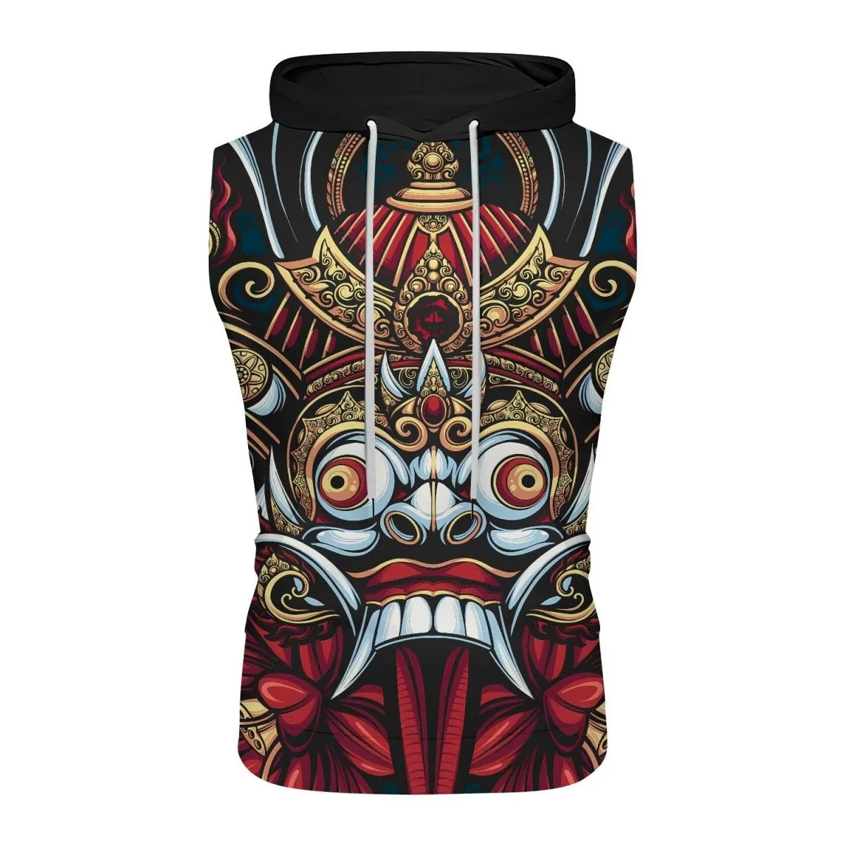 Japanese Weird Samurai Helmet Sleeveless Pullover & Zip Hoodie