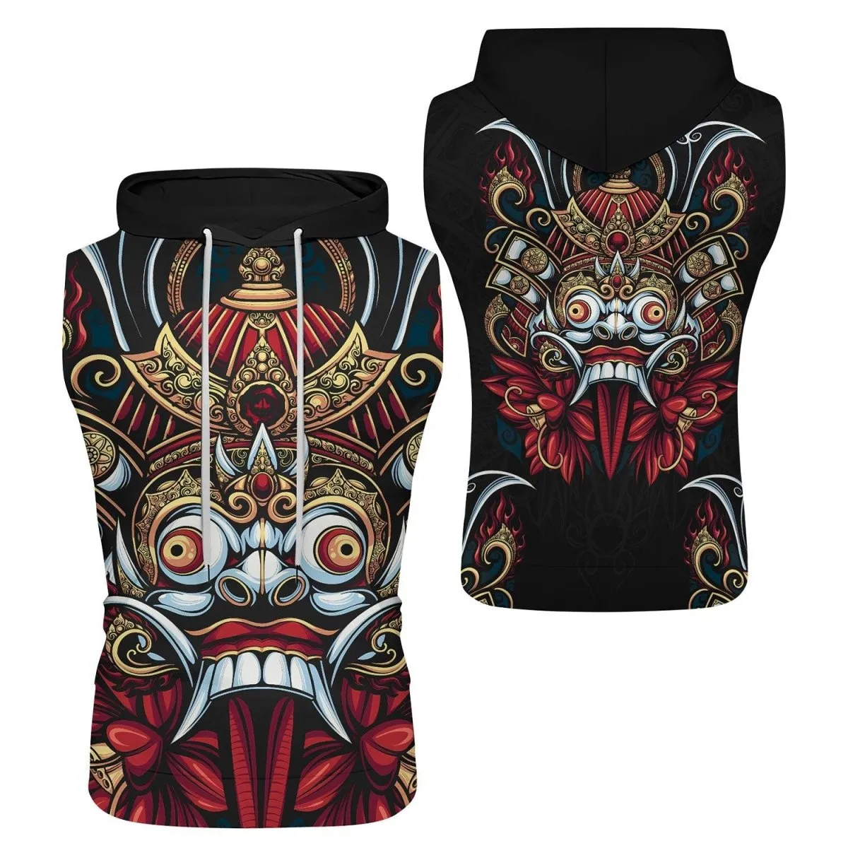 Japanese Weird Samurai Helmet Sleeveless Pullover & Zip Hoodie