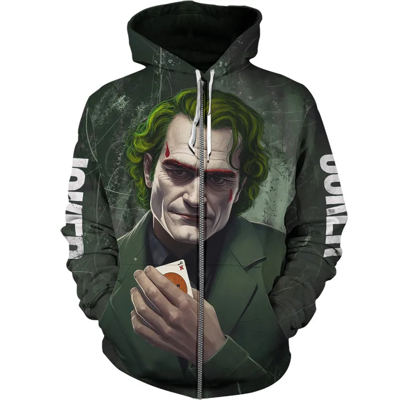 Joker With Poker Card Green Hoodie & Zip Hoodie