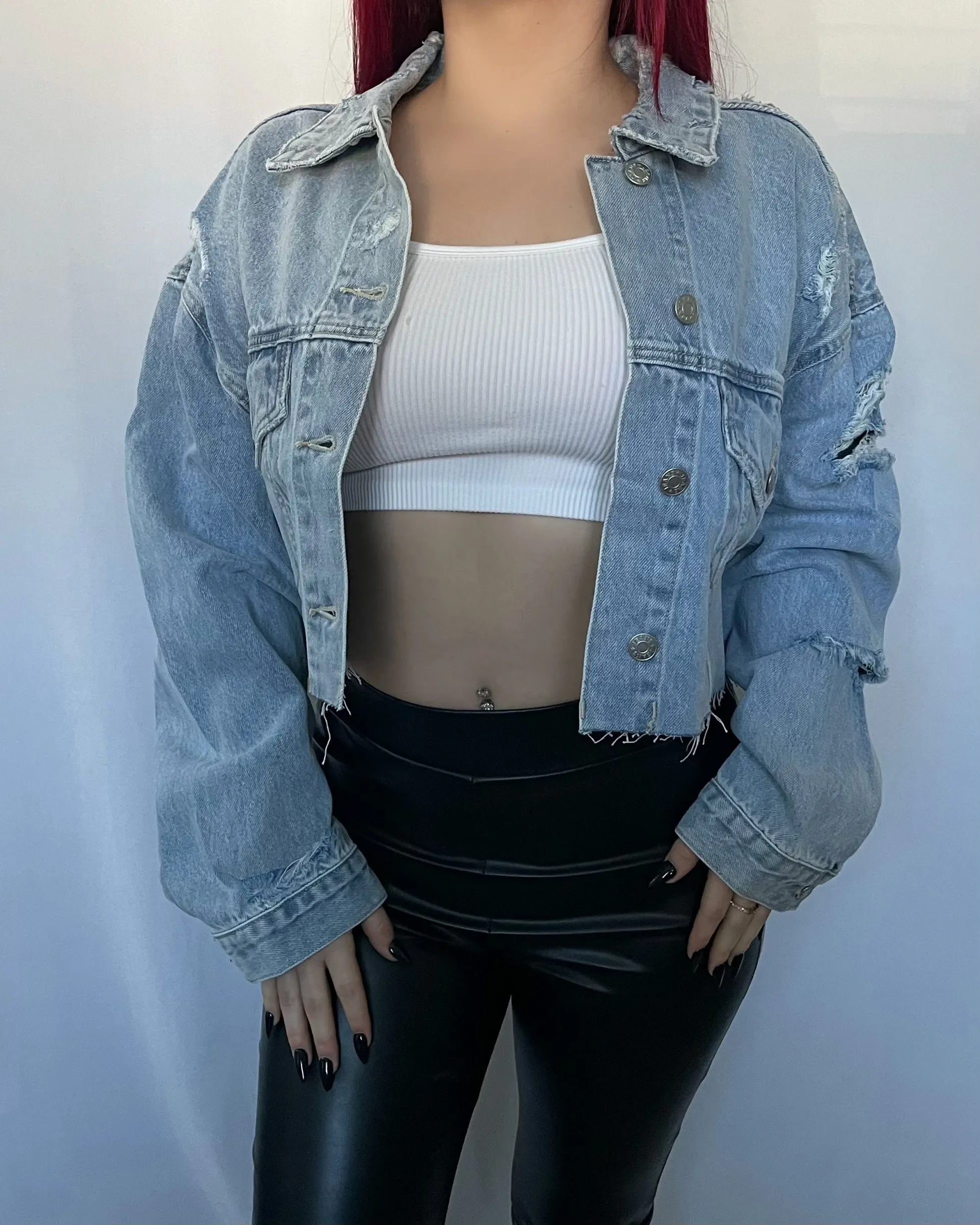 Jordyn Cropped Denim Jacket (Light Wash)