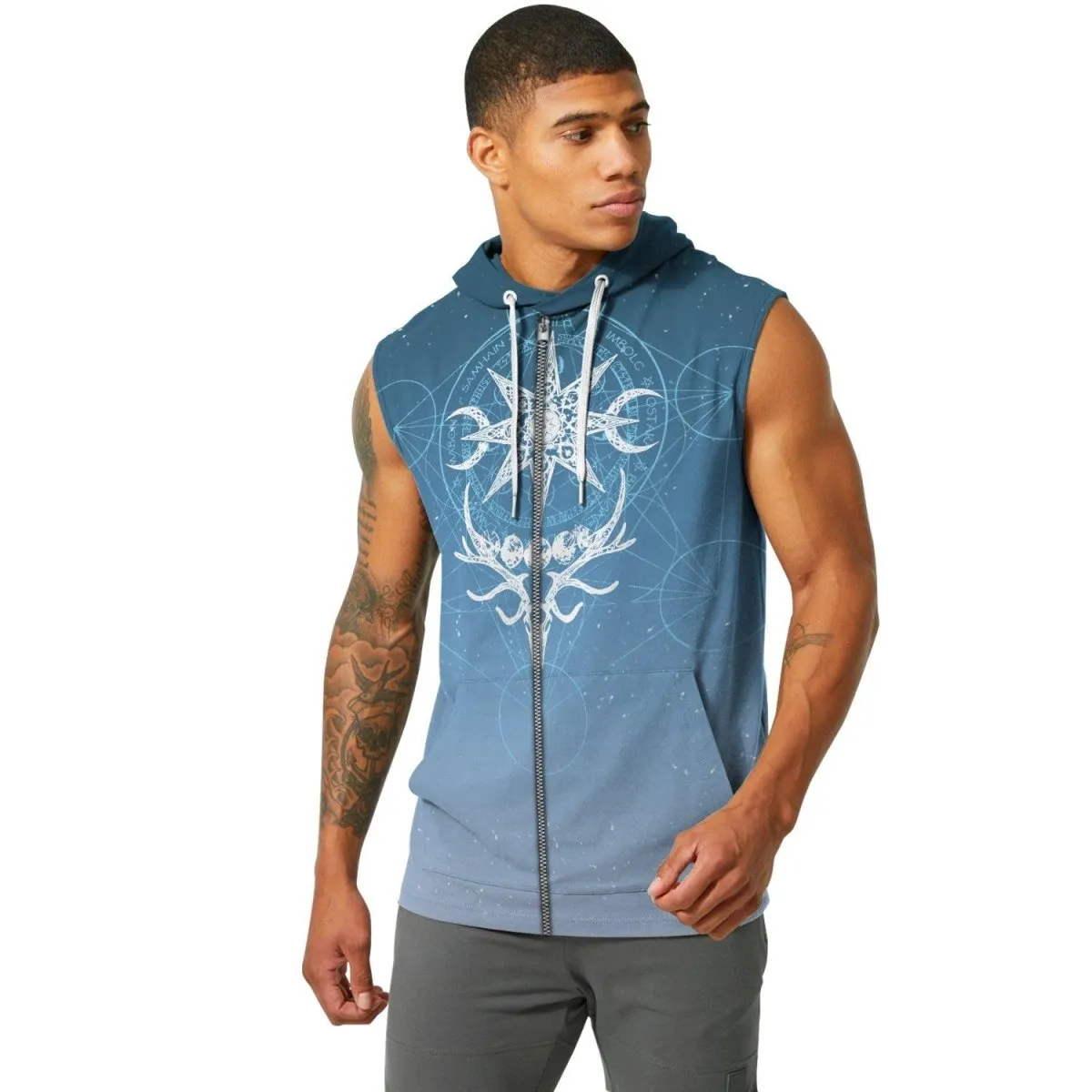 Light Blue YULE Sleeveless Pullover & Zip Hoodie