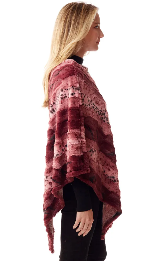 LOF1253 Soft Faux Fur Animal Print Poncho