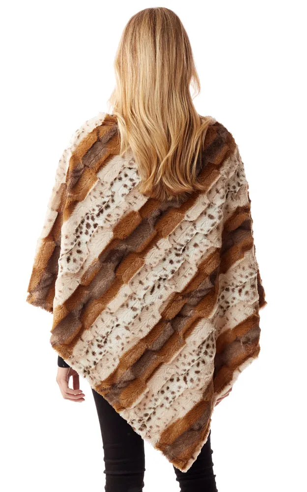 LOF1253 Soft Faux Fur Animal Print Poncho
