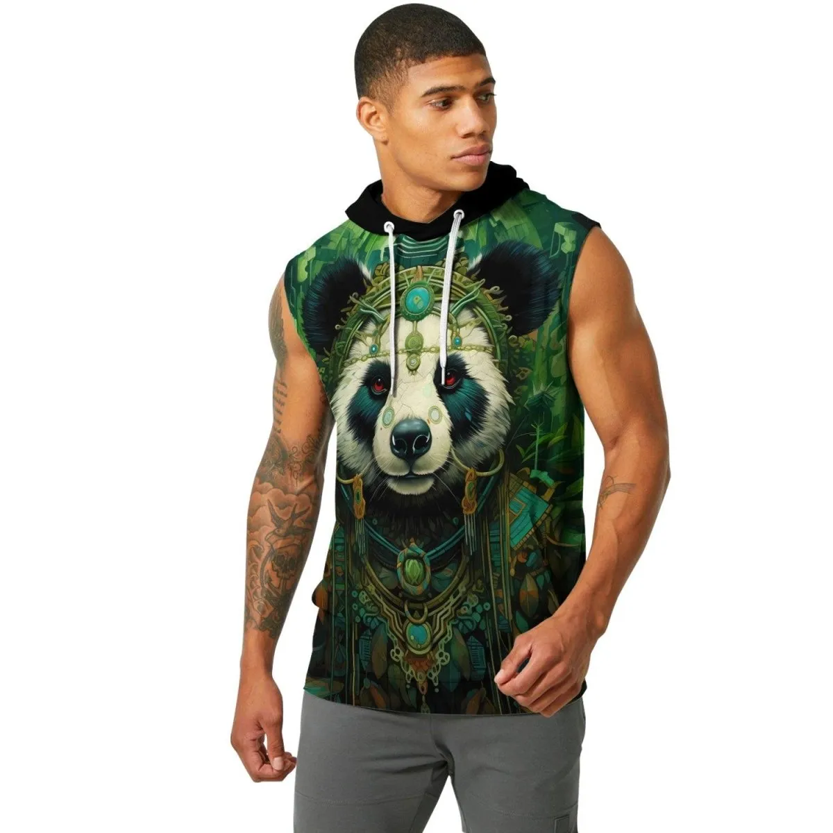 Native Panda Sleeveless Pullover & Zip Hoodie