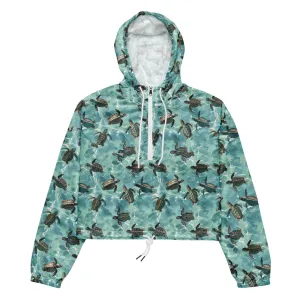 Oceanic Sea Turtle Women’s Cropped Windbreaker
