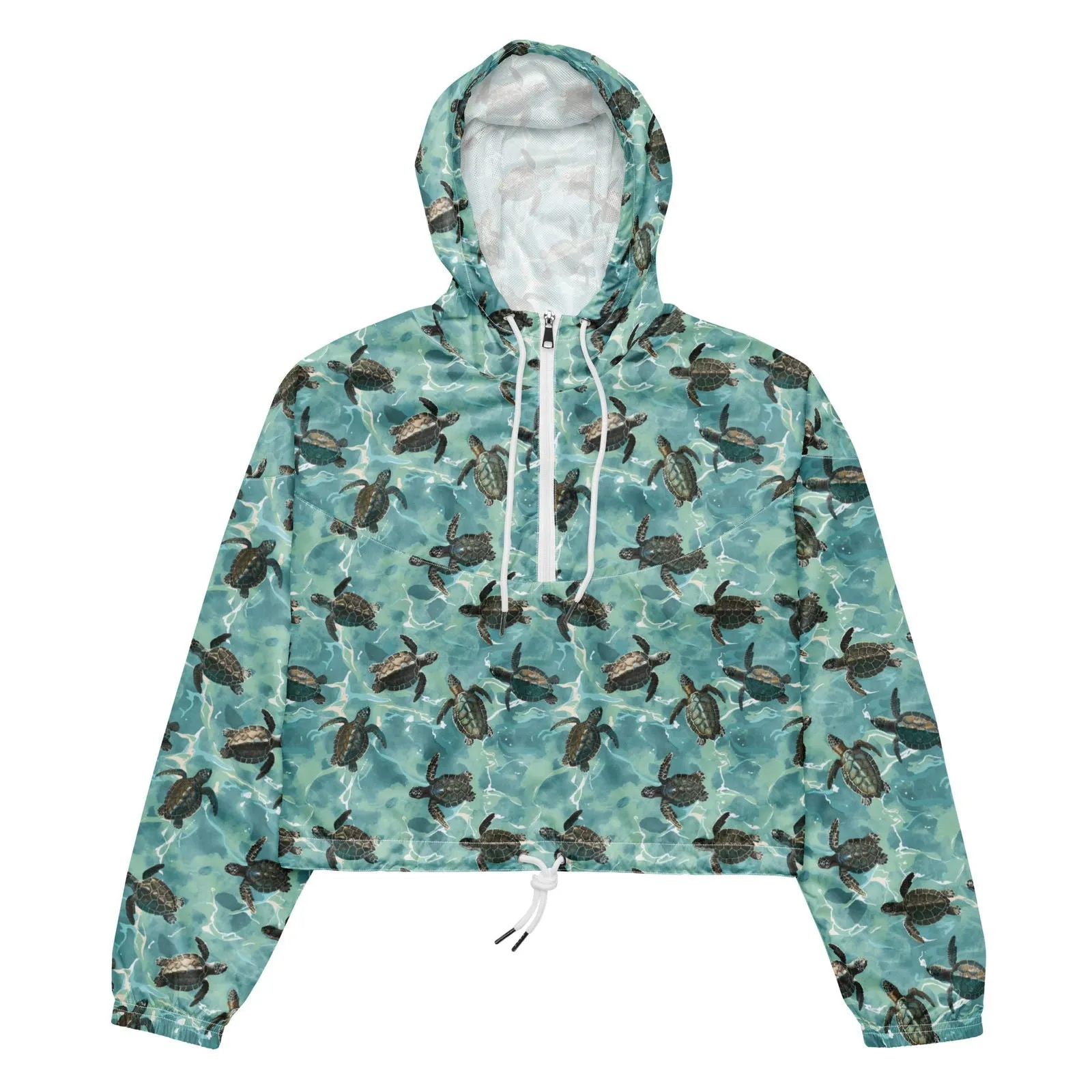 Oceanic Sea Turtle Women’s Cropped Windbreaker