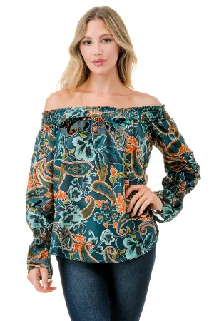 Off The Shoulder Sheer and Velvet Top