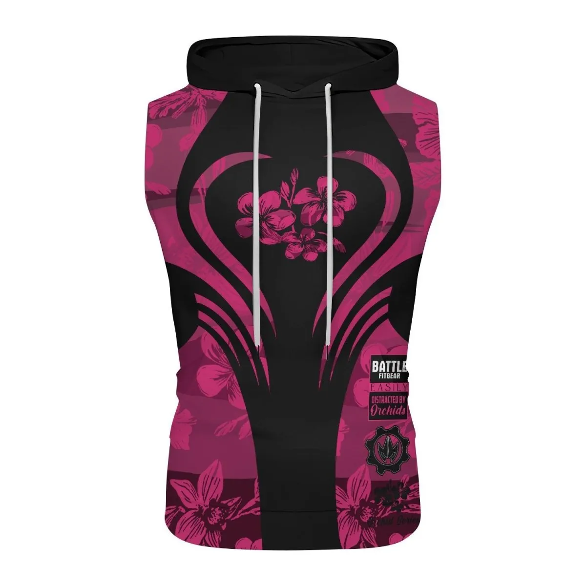 Orchid Series Floral Pink Heart Pattern Sleeveless Pullover & Zip Hoodie