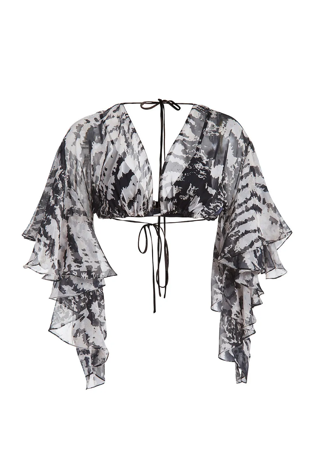 PATBO X ALESSANDRA RUFFLE SLEEVE TOP