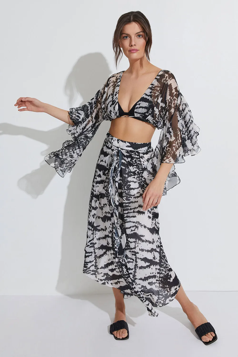 PATBO X ALESSANDRA RUFFLE SLEEVE TOP