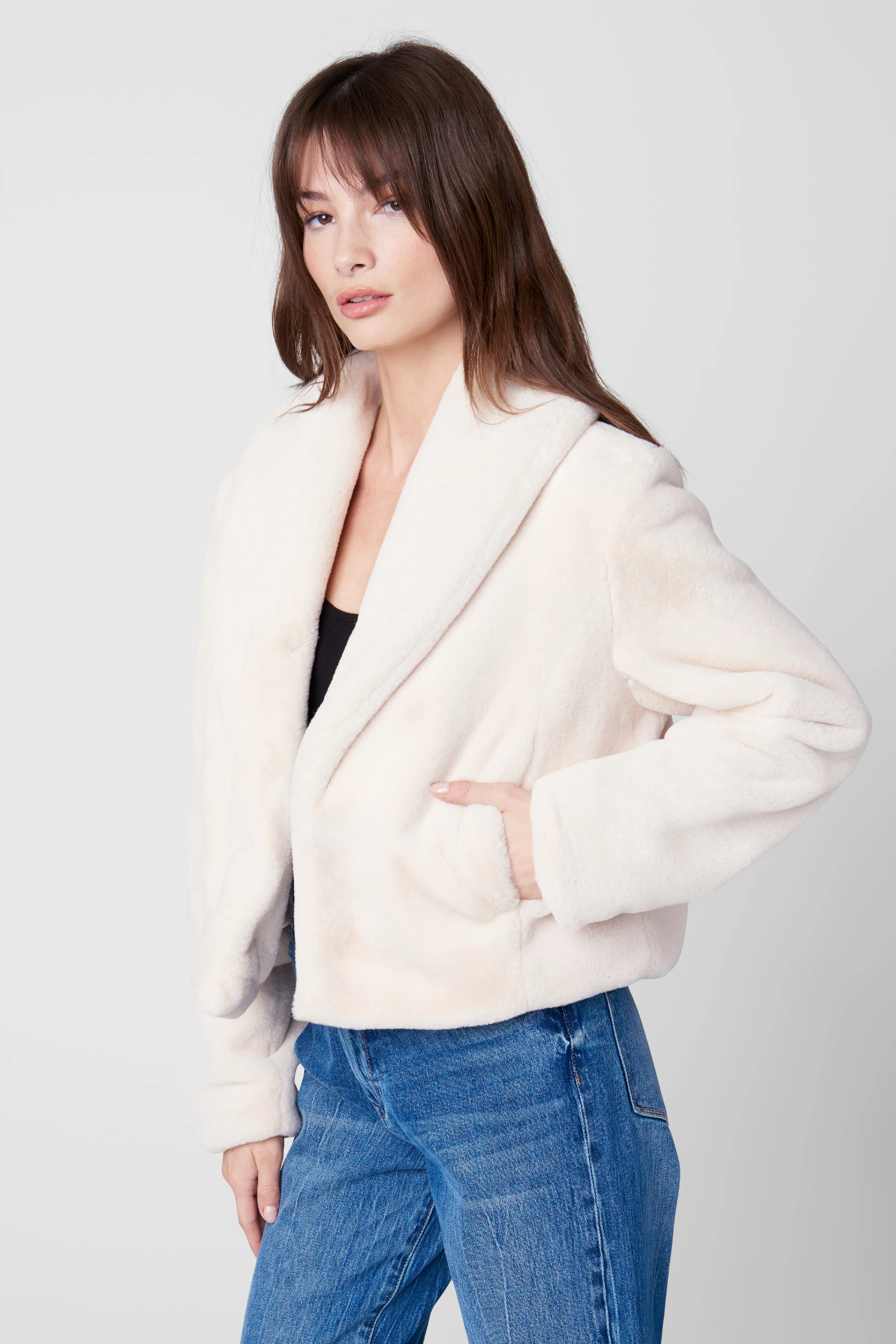 Snow Queen Faux Fur Cropped Jacket