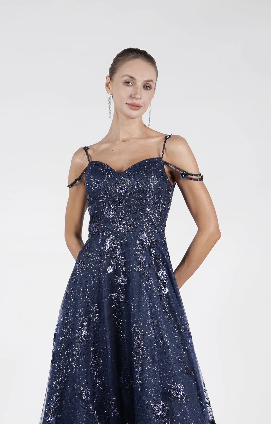 Spaghetti Strap Sweetheart Neck Sequin Embroidered A-Line Prom Dresses