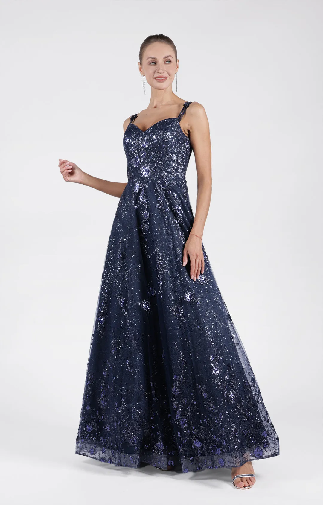 Spaghetti Strap Sweetheart Neck Sequin Embroidered A-Line Prom Dresses