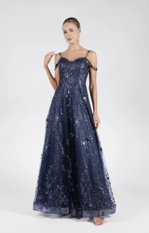 Spaghetti Strap Sweetheart Neck Sequin Embroidered A-Line Prom Dresses