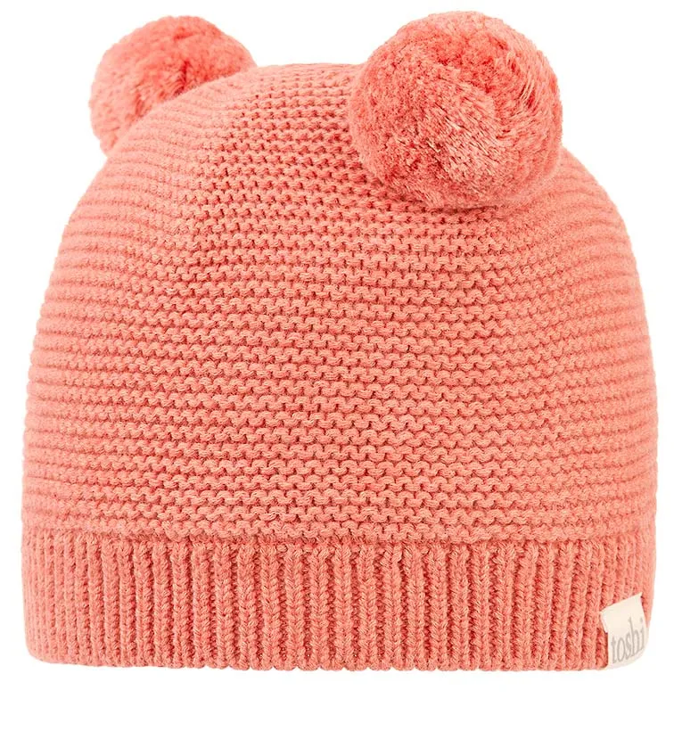 Toshi Organic Beanie - Snowy / Coral