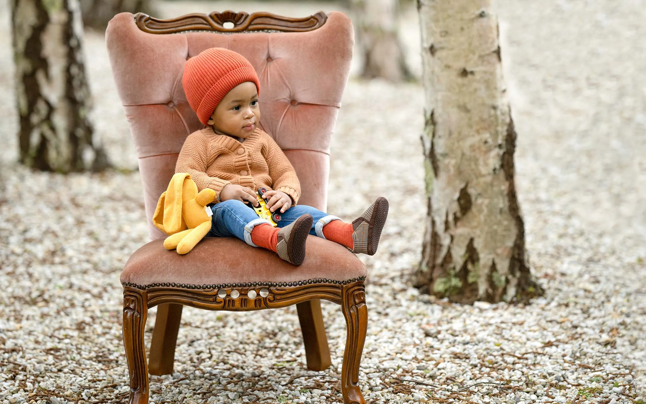 Toshi Organic Beanie - Snowy / Coral