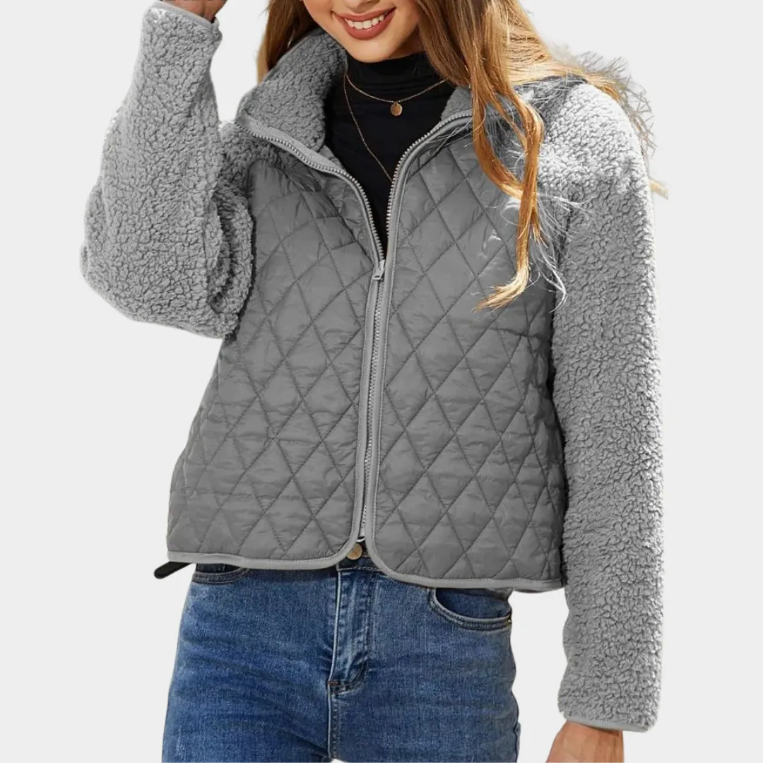 Women's Cropped Plush Jacket Zip-Up Long Sleeve Coat Soft & Warm Multiple Colours